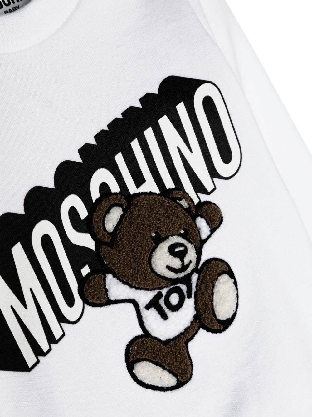 Shop Moschino Teddy Bear Cotton Sweatshirt In White