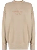 Calvin Klein logo-embroidered crew-neck sweatshirt - Neutrals