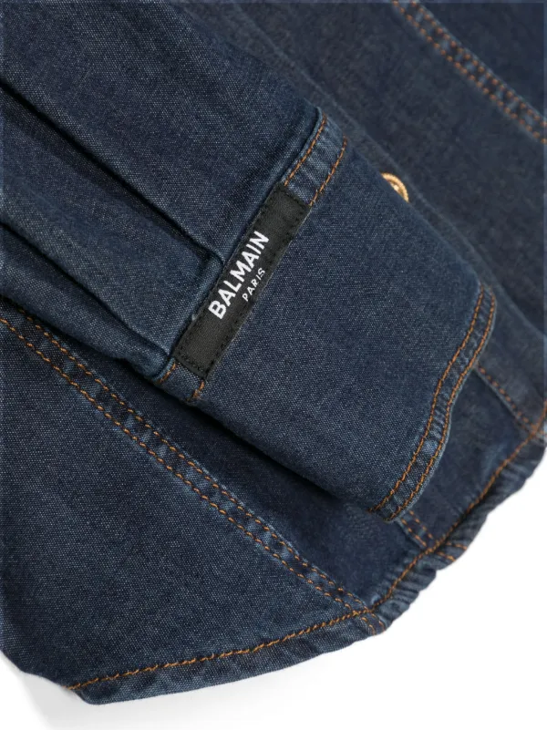 Balmain Kids embossed-buttons Denim Shirt Blue FARFETCH IN