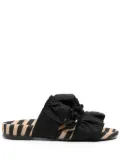 La DoubleJ Pimento pompom-detail slides - Black