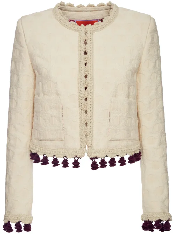 La DoubleJ Bijoux Embroidered Cropped Jacket Neutrals FARFETCH MY