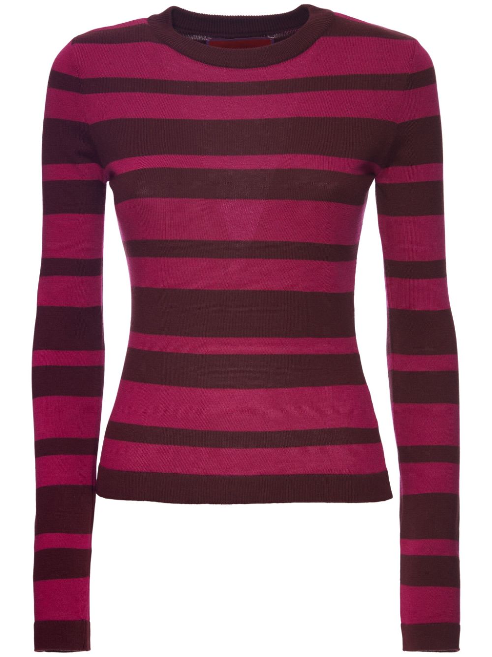 La Doublej Fine-knit Striped Jumper In Solid Fuchsia