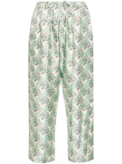 La DoubleJ pantalones de seda con estampado Fans