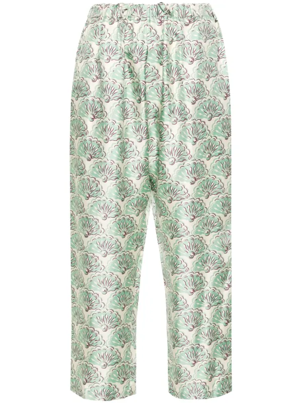 【La DoubleJ】 High-riseプリントシルク palazzoパンツ Printed silk twill palazzo pants in multicoloured - La