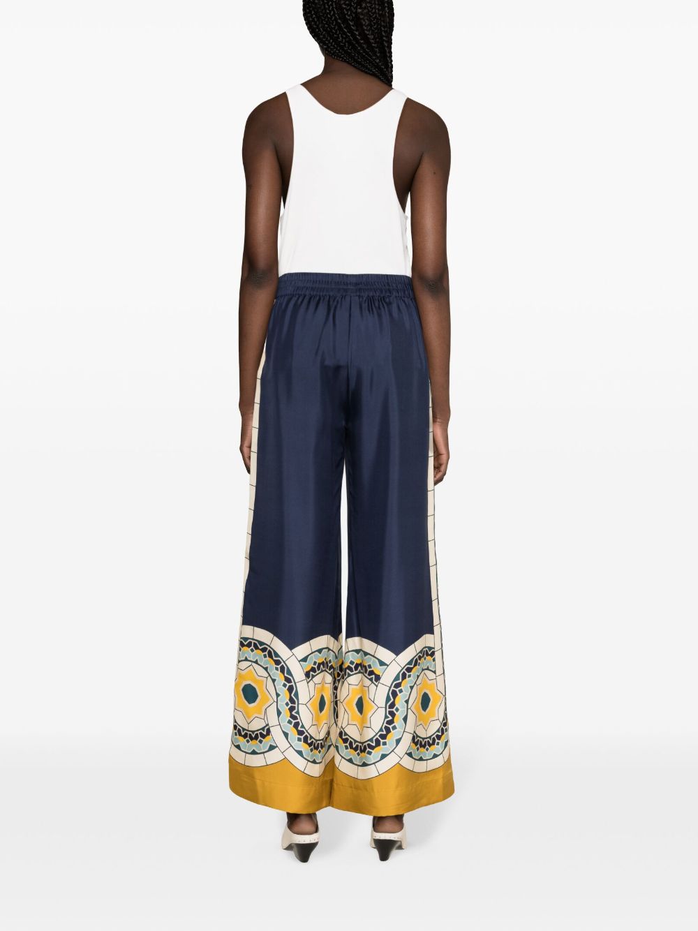 Shop La Doublej High-waist Silk Palazzo Trousers In Blue