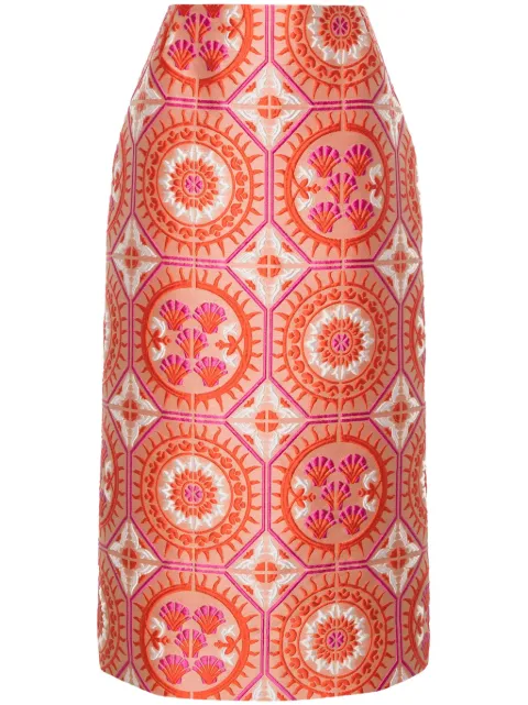 La DoubleJ patterned-jacquard midi pencil skirt