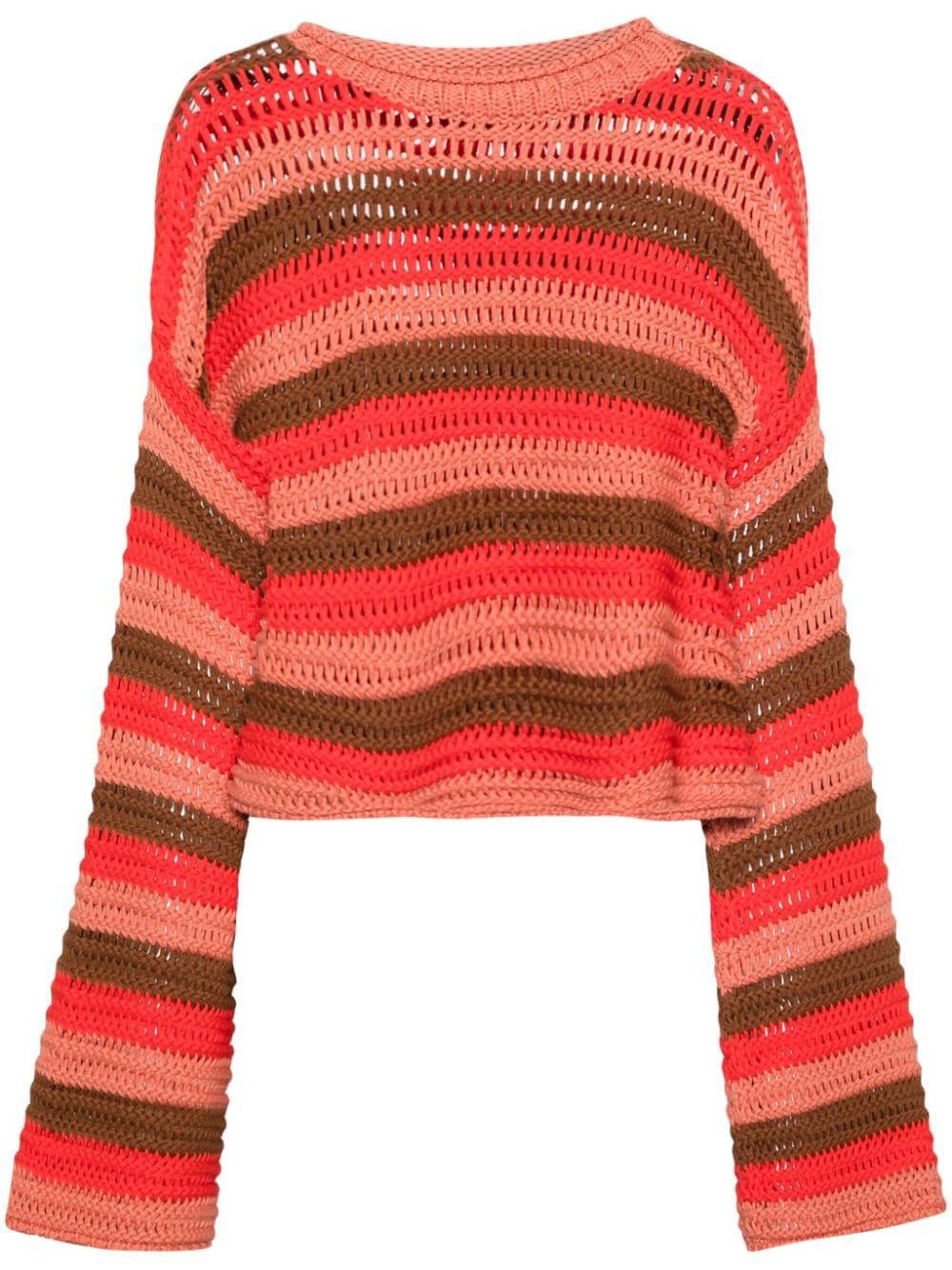 La Doublej Bell-sleeve Striped Jumper In Red