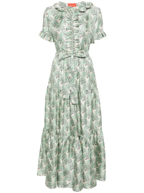 La DoubleJ fan-print maxi dress