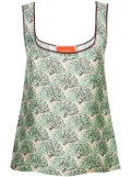 La DoubleJ Twirl graphic-print silk top - Green