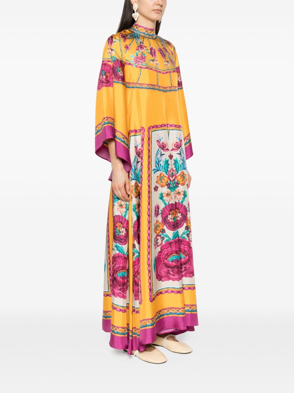 Shop La Doublej Magnifico Floral-print Maxi Dress In Yellow