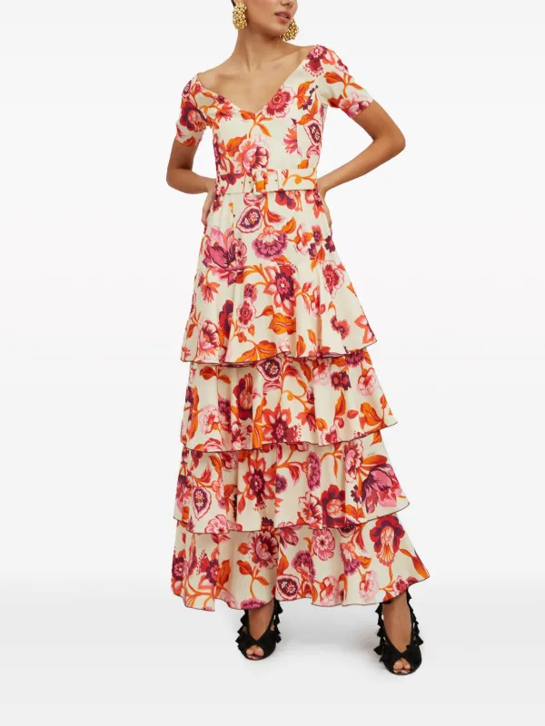 chinese dress ladies Flamenco Maxi Dress Grey Confetti