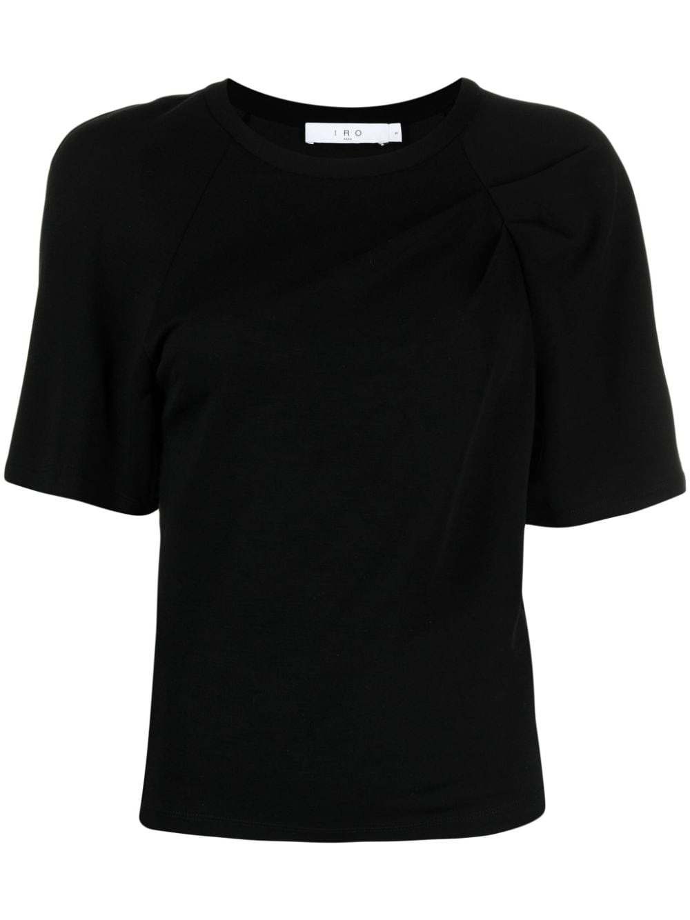 Shop Iro Gathered Wide-sleeve T-shirt In Black
