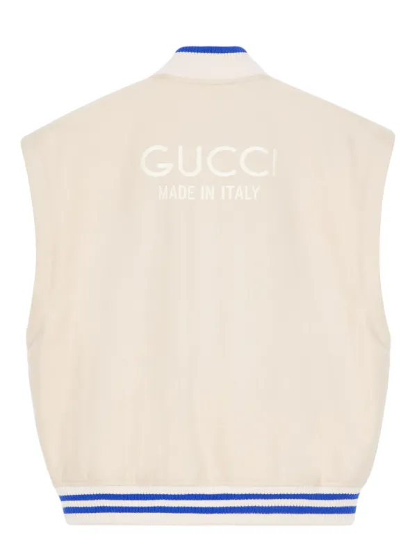 Gucci logo embroidered Wool Bomber Jacket Farfetch