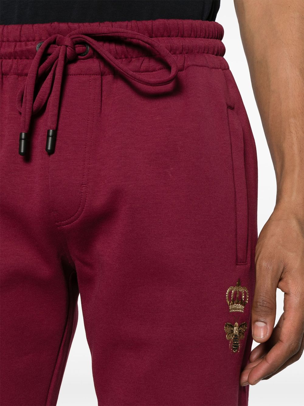 Shop Dolce & Gabbana Bee-embroidered Track Trousers In Red