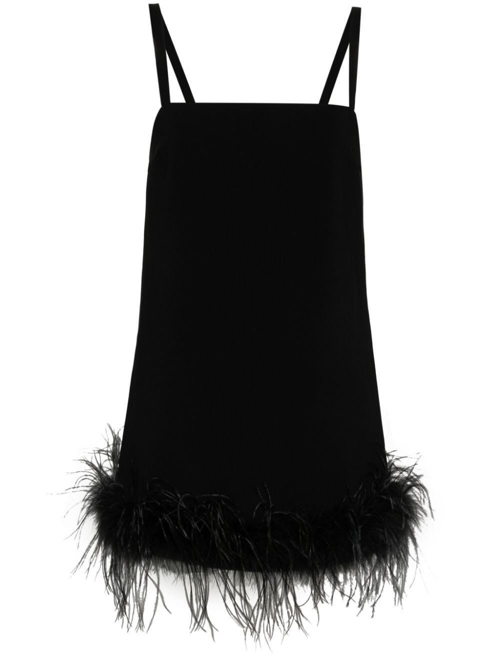 PINKO feather-trim crepe minidress - Nero