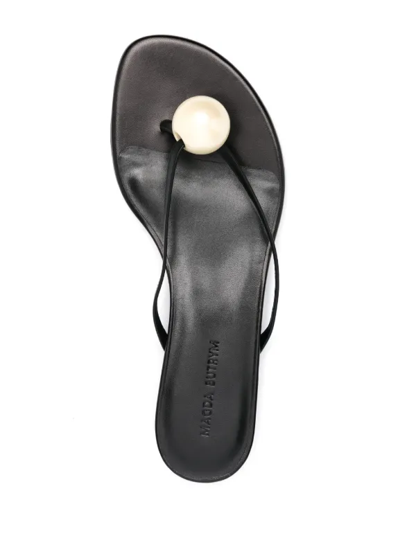 Magda Butrym pearl-embellished Leather Sandals | Black