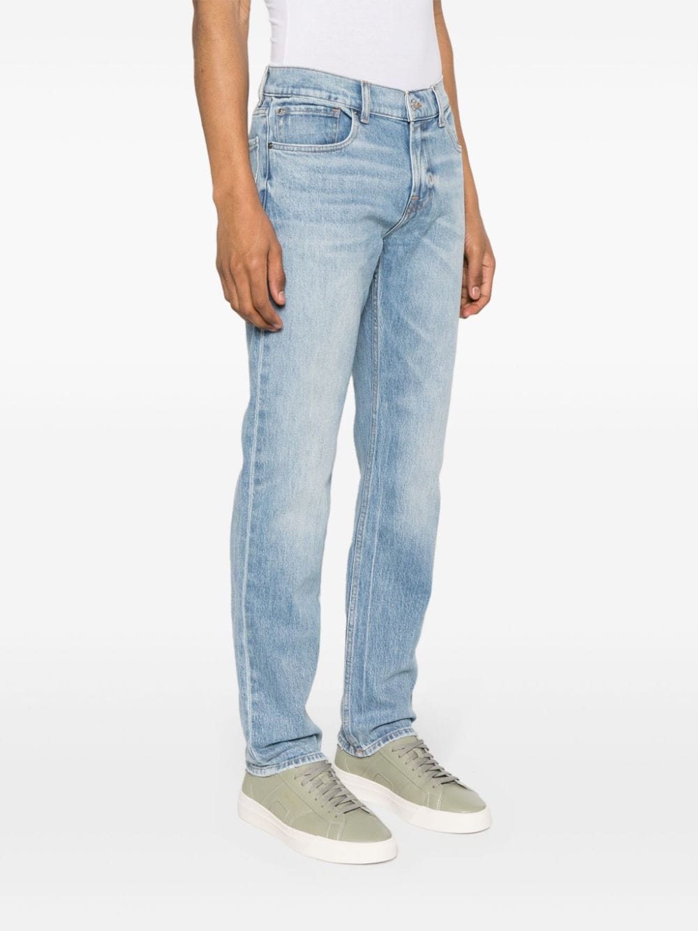 Shop 7 For All Mankind Slimmy Step Up Mid-rise Slim Jeans In Blue