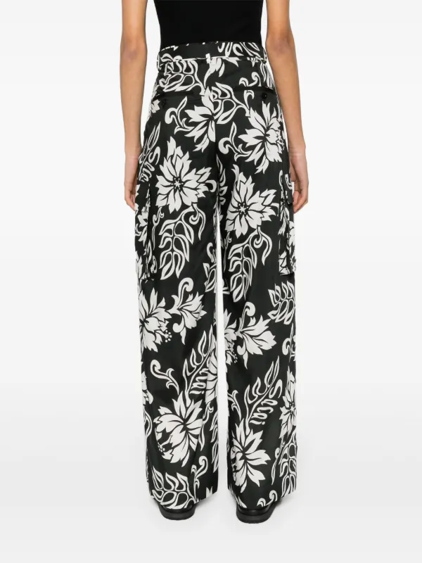 Sacai フローラル ワイドパンツ | ブラック | FARFETCH JP