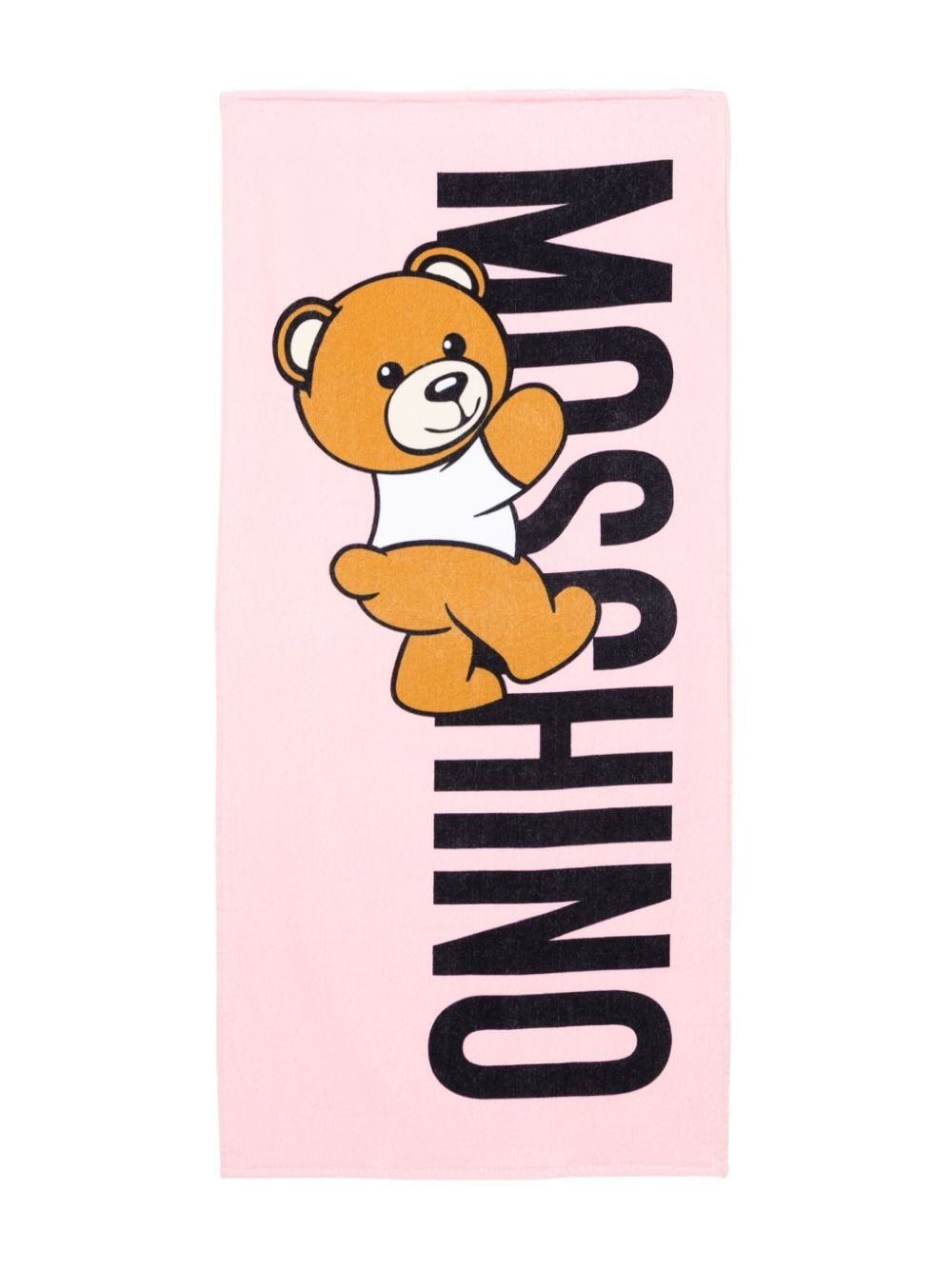 Moschino Kids' 泰迪熊印花棉毛巾 In Pink