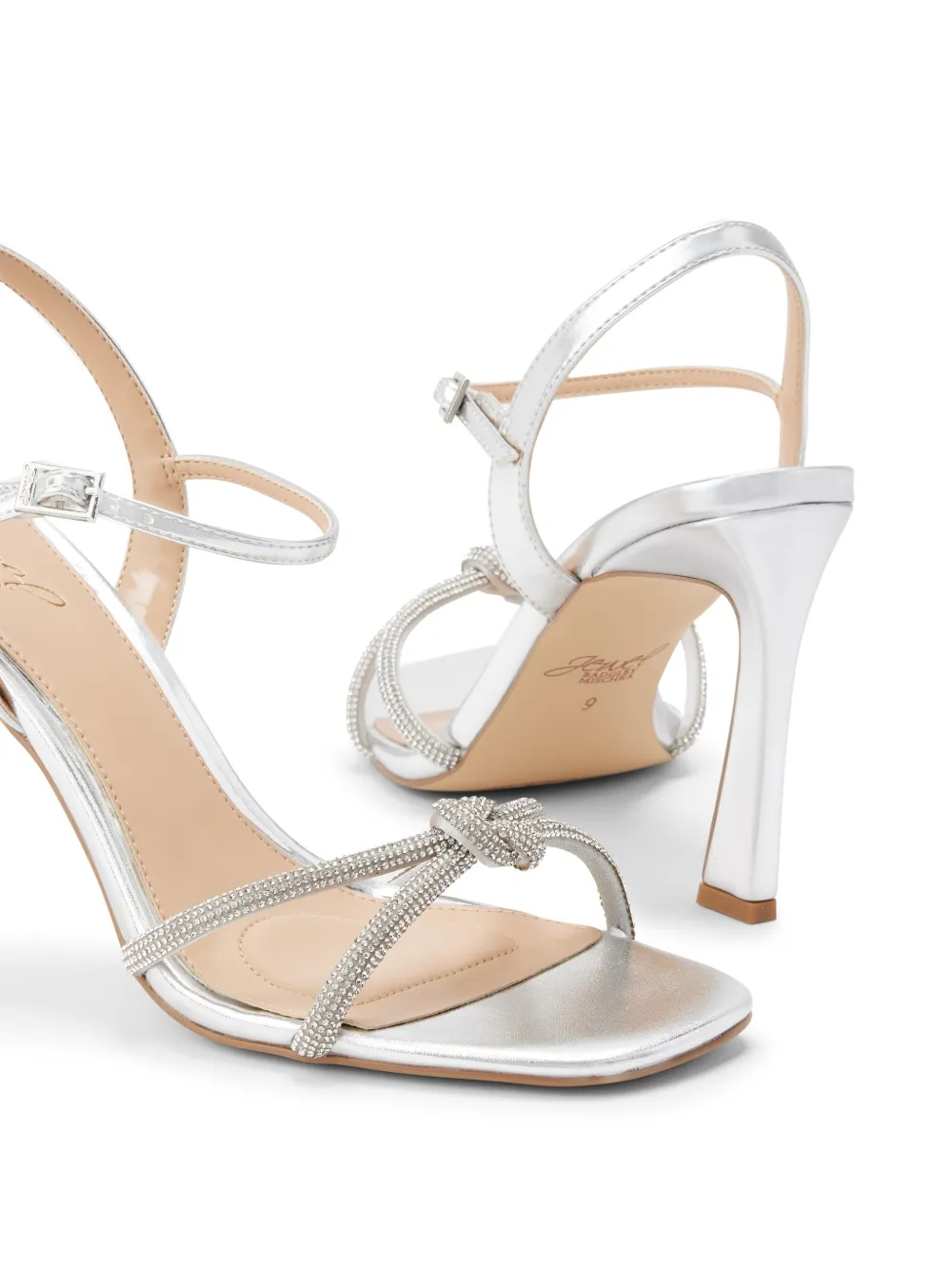 Shop Badgley Mischka Madison 95mm Rhinestone Sandals In Silver