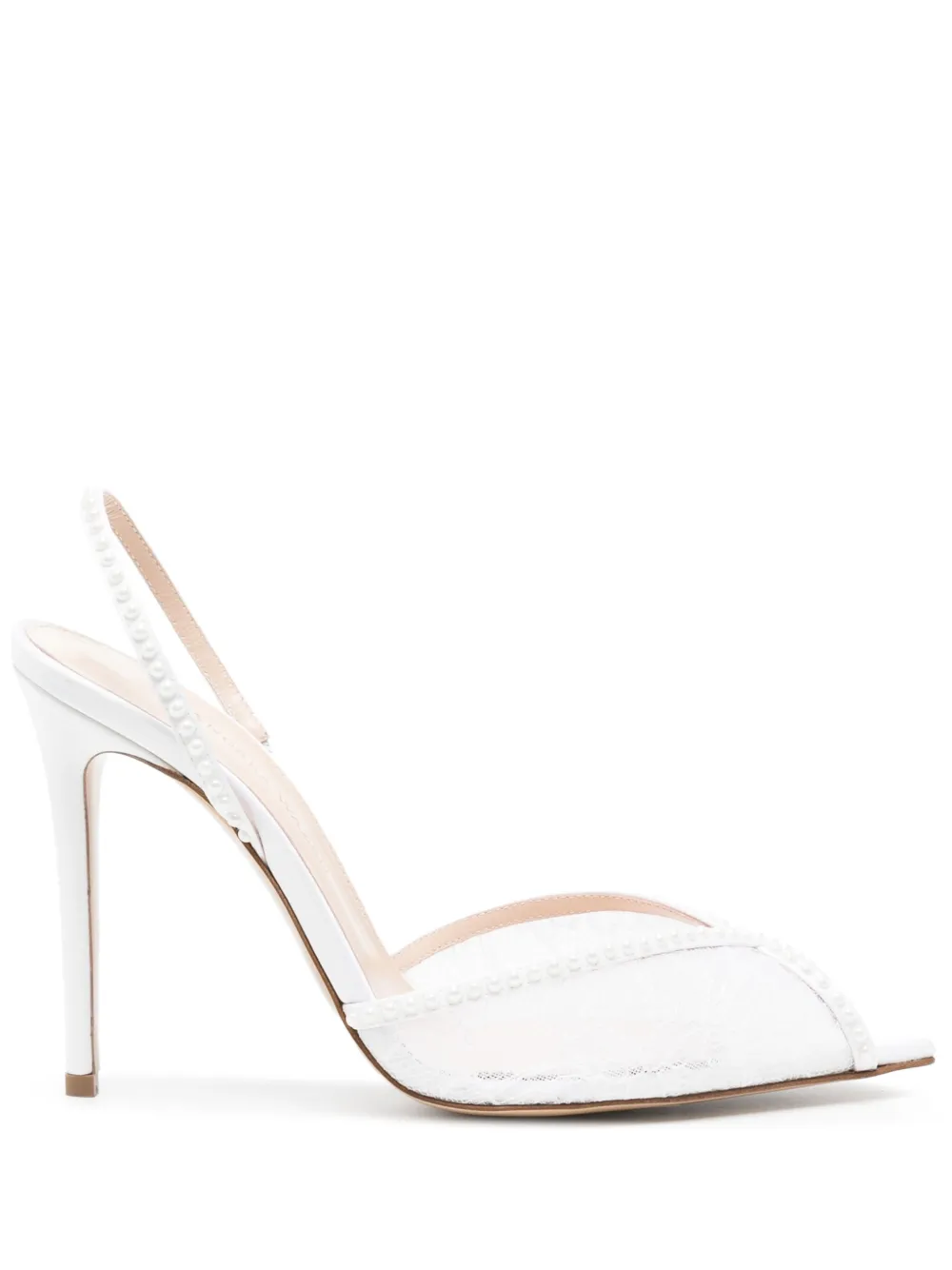 Andrea Wazen Katy 105mm Slingback Pumps In White