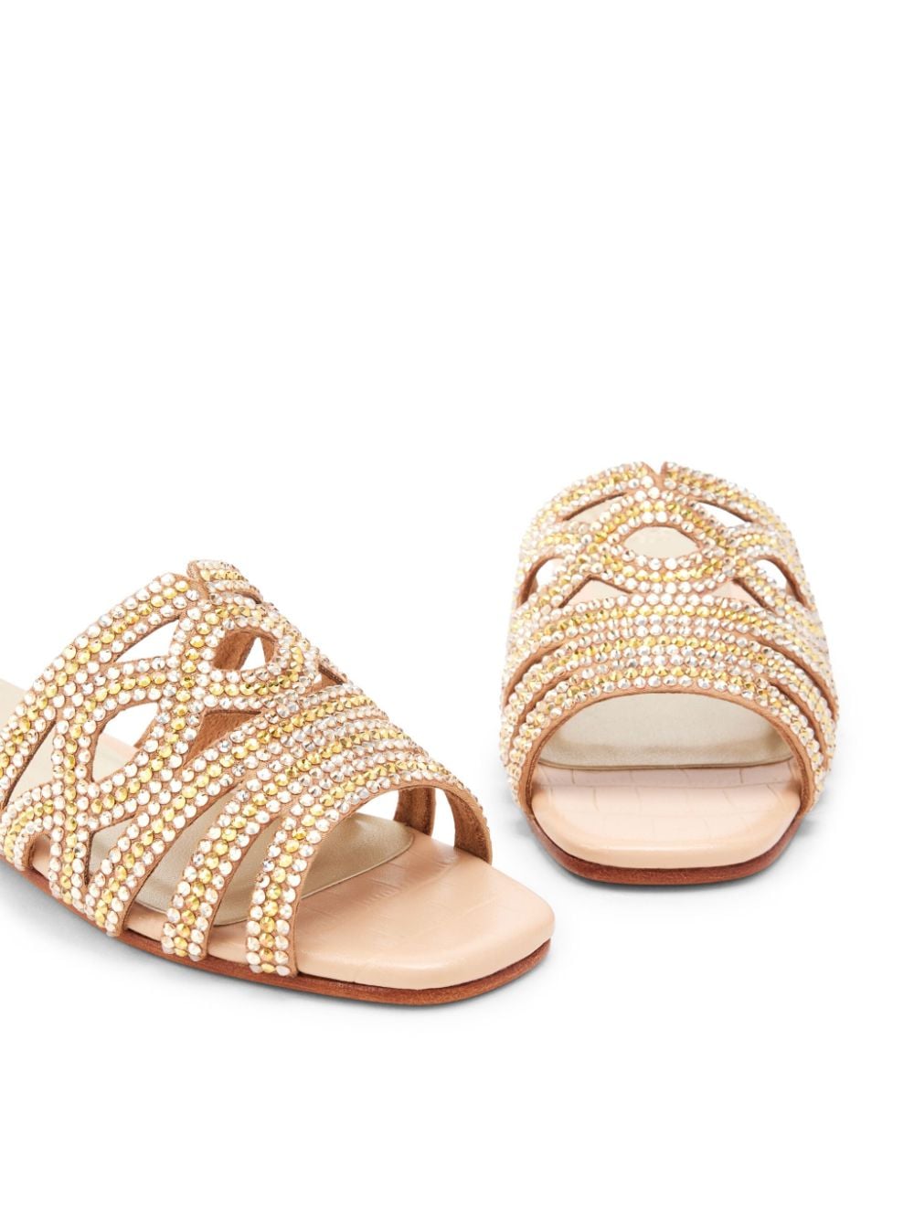 Shop Nicoli Mirelile Embellished Flat Sandals In Gold
