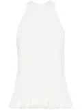Semicouture halterneck ribbed-knit top - White