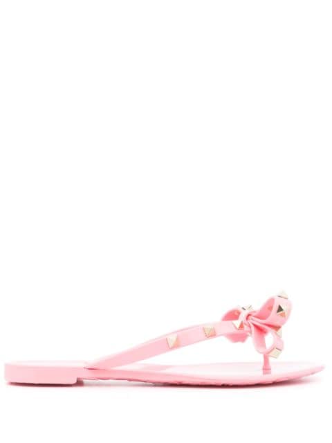 Valentino Garavani Rockstud bow-embellished flip-flops