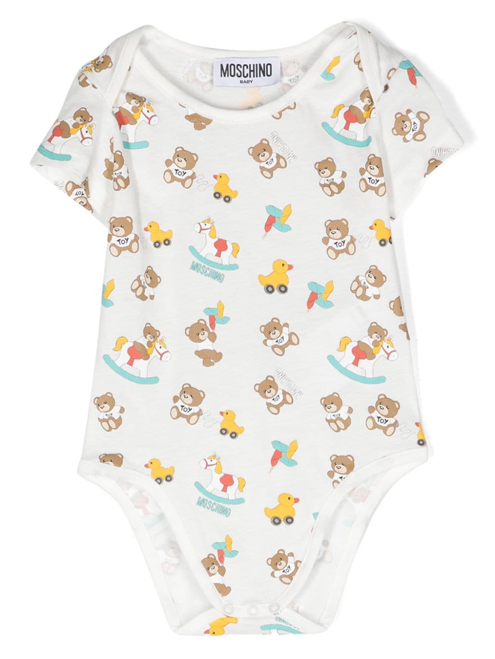 Shop Moschino Teddy Bear-print Bodies (pack Oftwo) In White