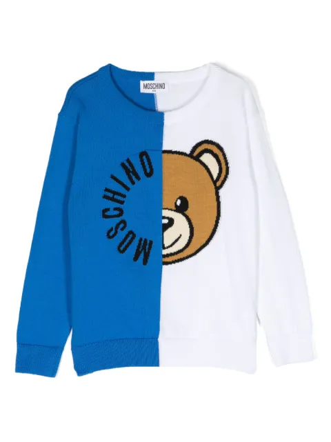 Moschino Kids colour-block logo-intarsia jumper
