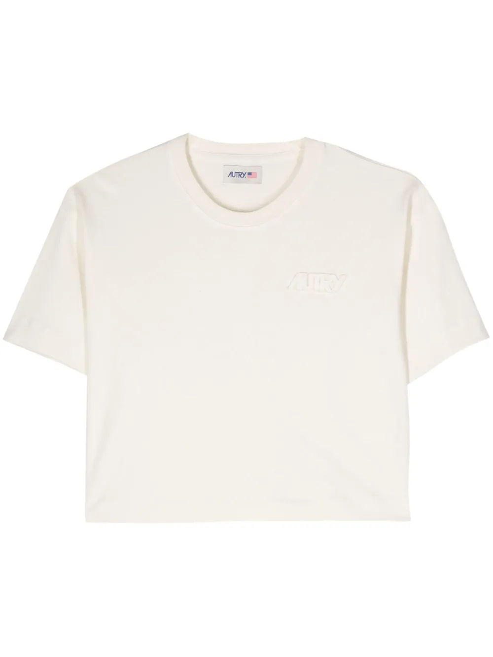 Autry Logo-patch Cropped T-shirt In White,neutro