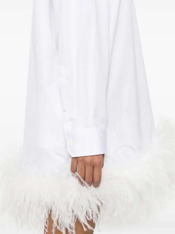 Miu Miu feather trim Mini Shirt Dress White FARFETCH PT