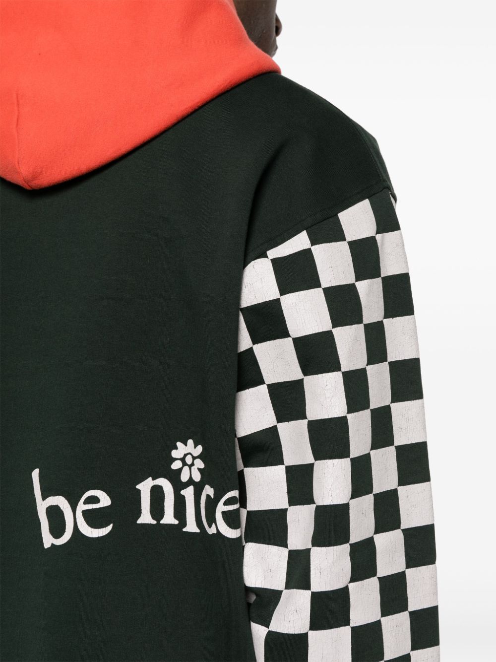 Shop Erl Venice-print Colour-block Hoodie In Black