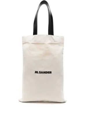 【良品】ジルサンダー　トートバッグ　ロゴ　カットワーク　レザー　グレージュ Jil Sander ロゴ トートバッグ | ニュートラル | FARFETCH JP