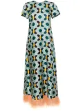 La DoubleJ geometric-print silk swing dress - Blue