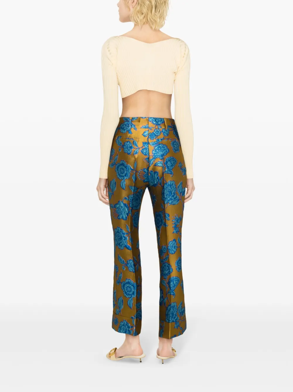 Shop La Doublej Hendrix Jacquard Tailored Trousers In Gold