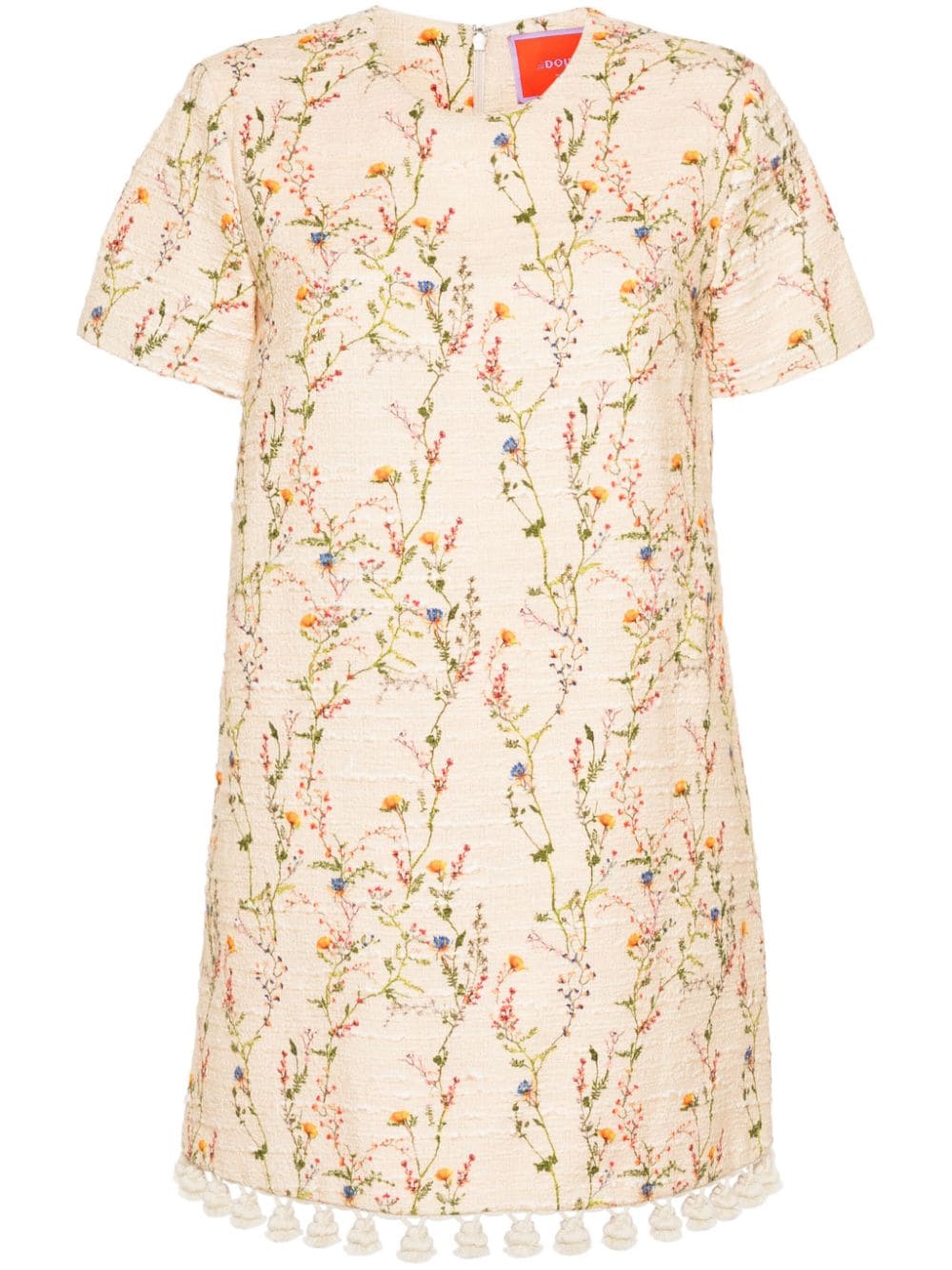 La Doublej Mini Swing Dress Embroidered In Primavera Cream