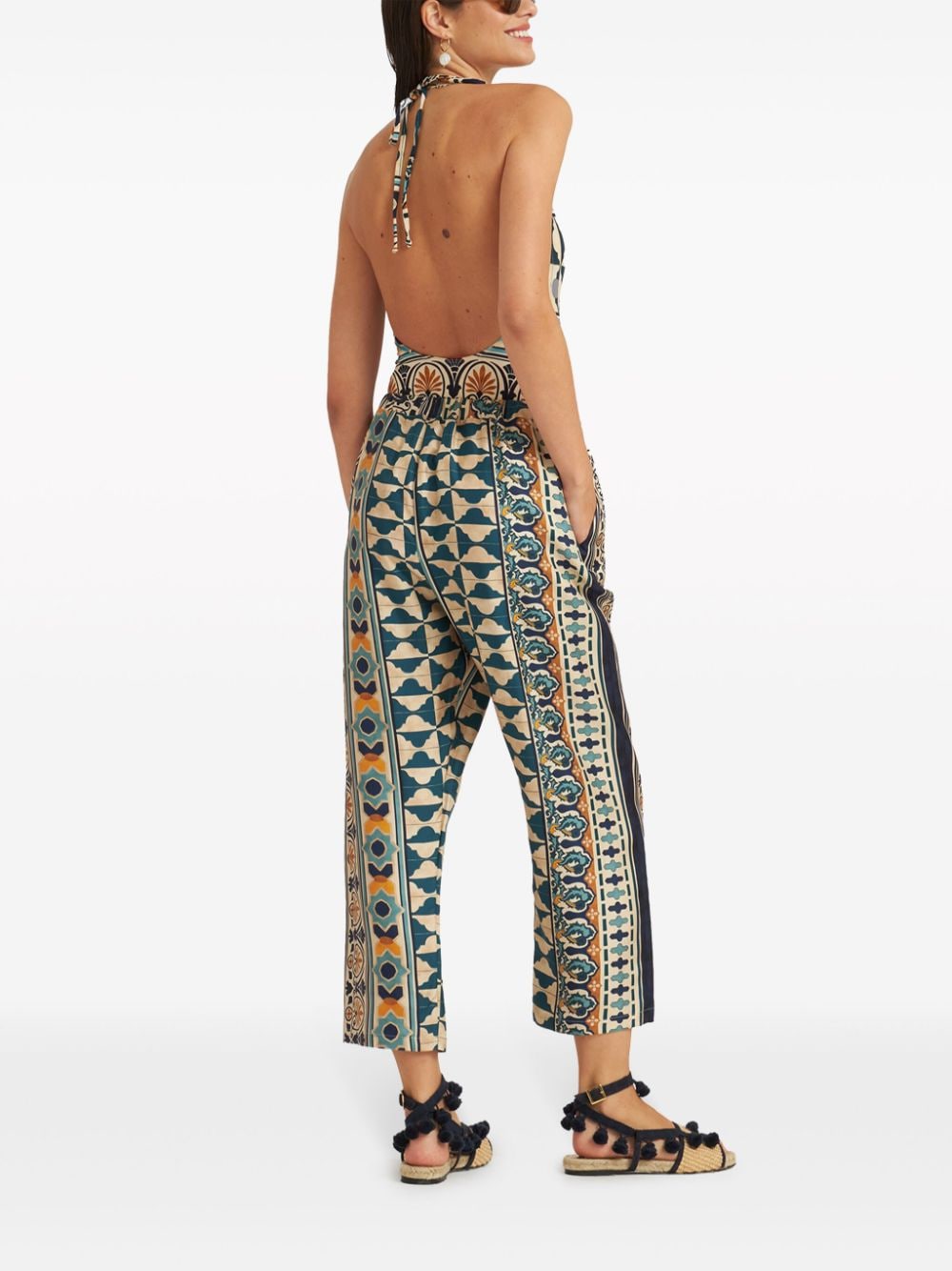 Shop La Doublej Casareale-print Silk Trousers In Neutrals
