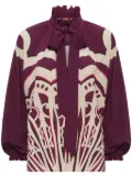 La DoubleJ Cerere geometric-print silk blouse - Purple