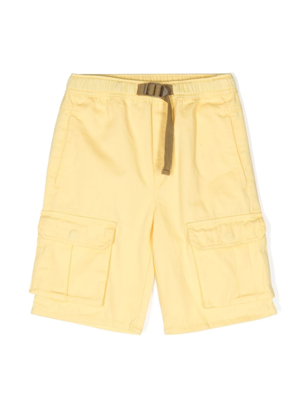 Stella Mccartney Kids' Logo-patch Belted Cargo Shorts In Yellow
