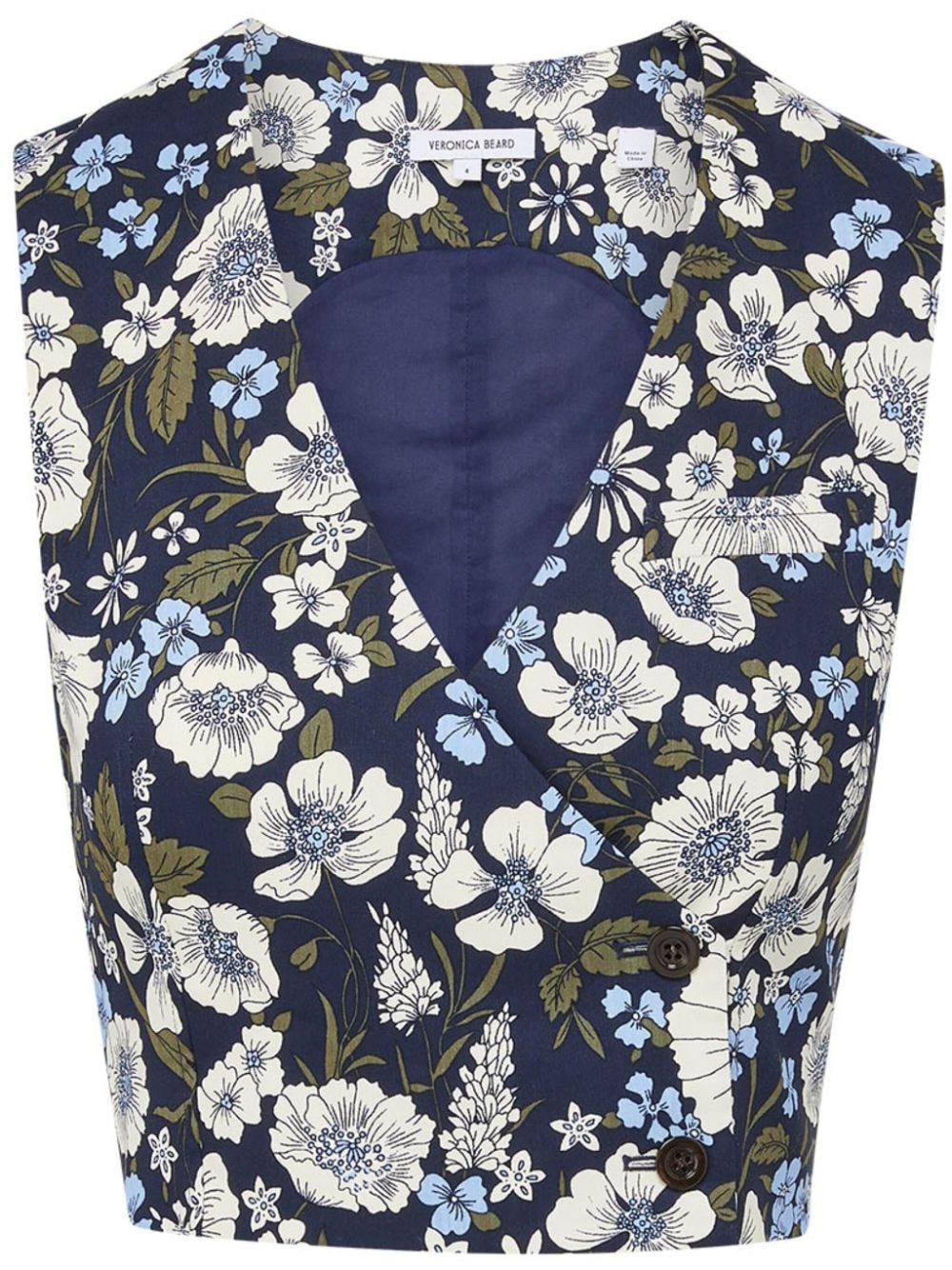 Veronica Beard Brinkley Floral Wrap Top In Blau