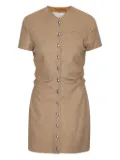 REMAIN button-front ruched dress - Brown