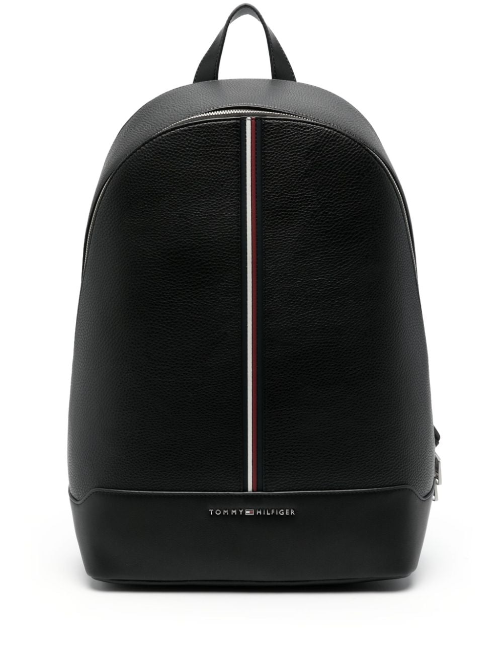 Shop Tommy Hilfiger Dome Signature Tape Backpack In Black