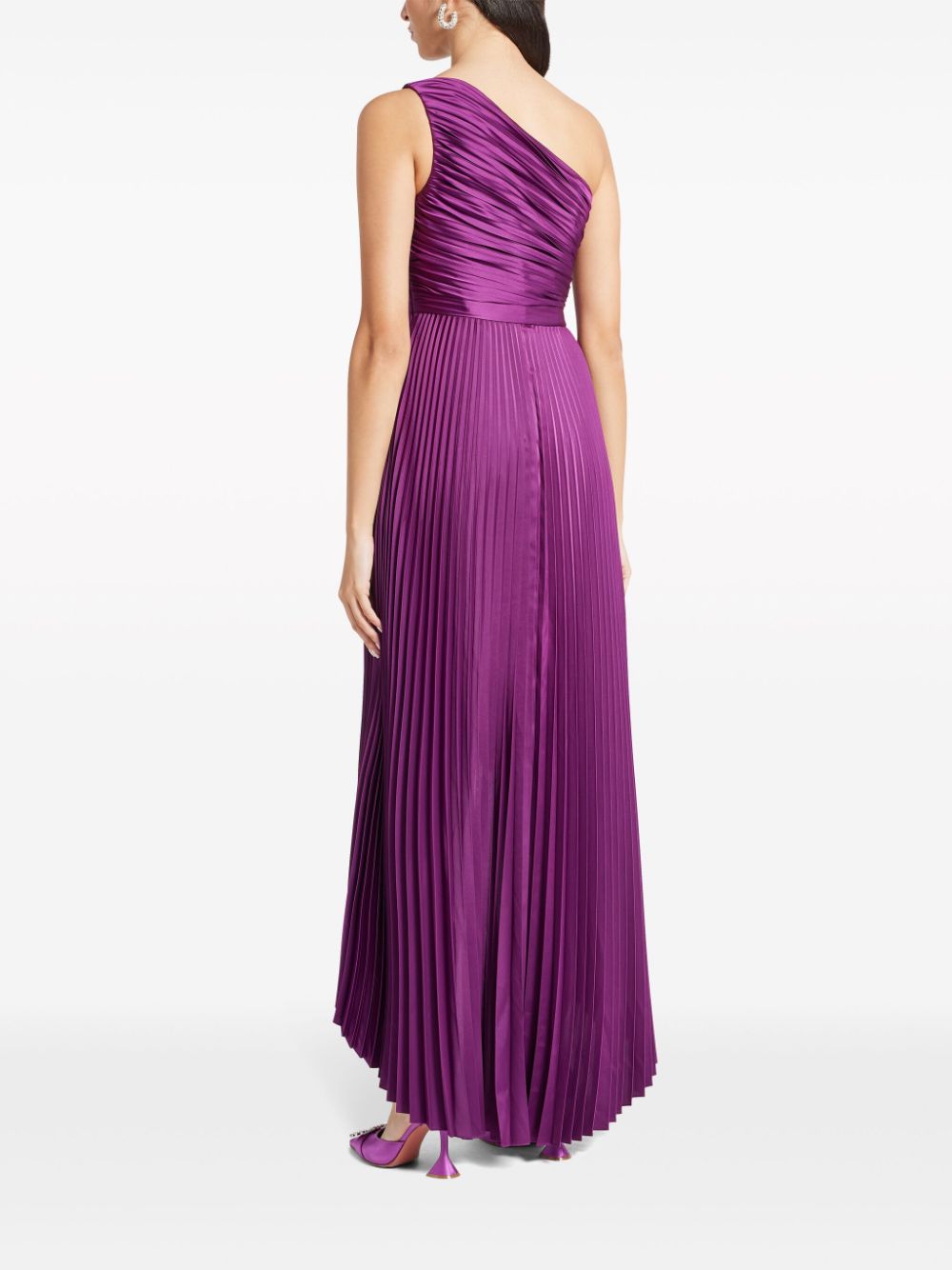 Shop Semsem One-shoulder Pleated High-low Dress In Purple