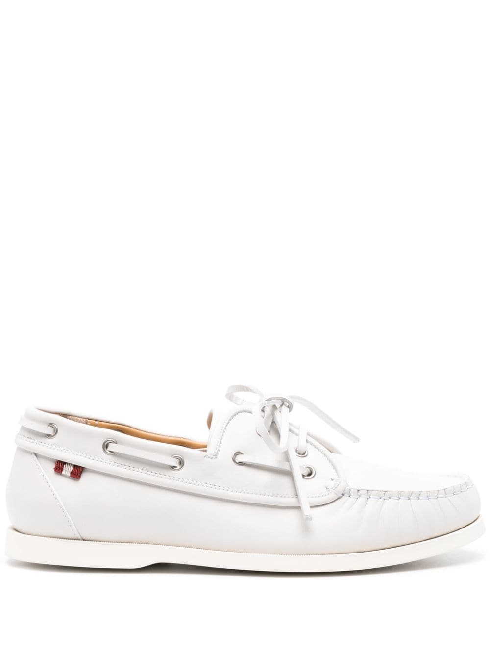 Bally Nabry Leather Boat Shoes In White