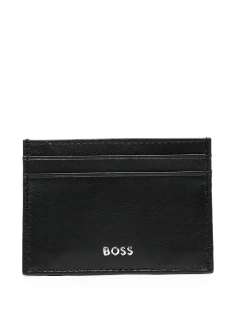 BOSS logo-stamp leather cardholder