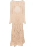 Semicouture open-knit cotton maxi dress - Neutrals