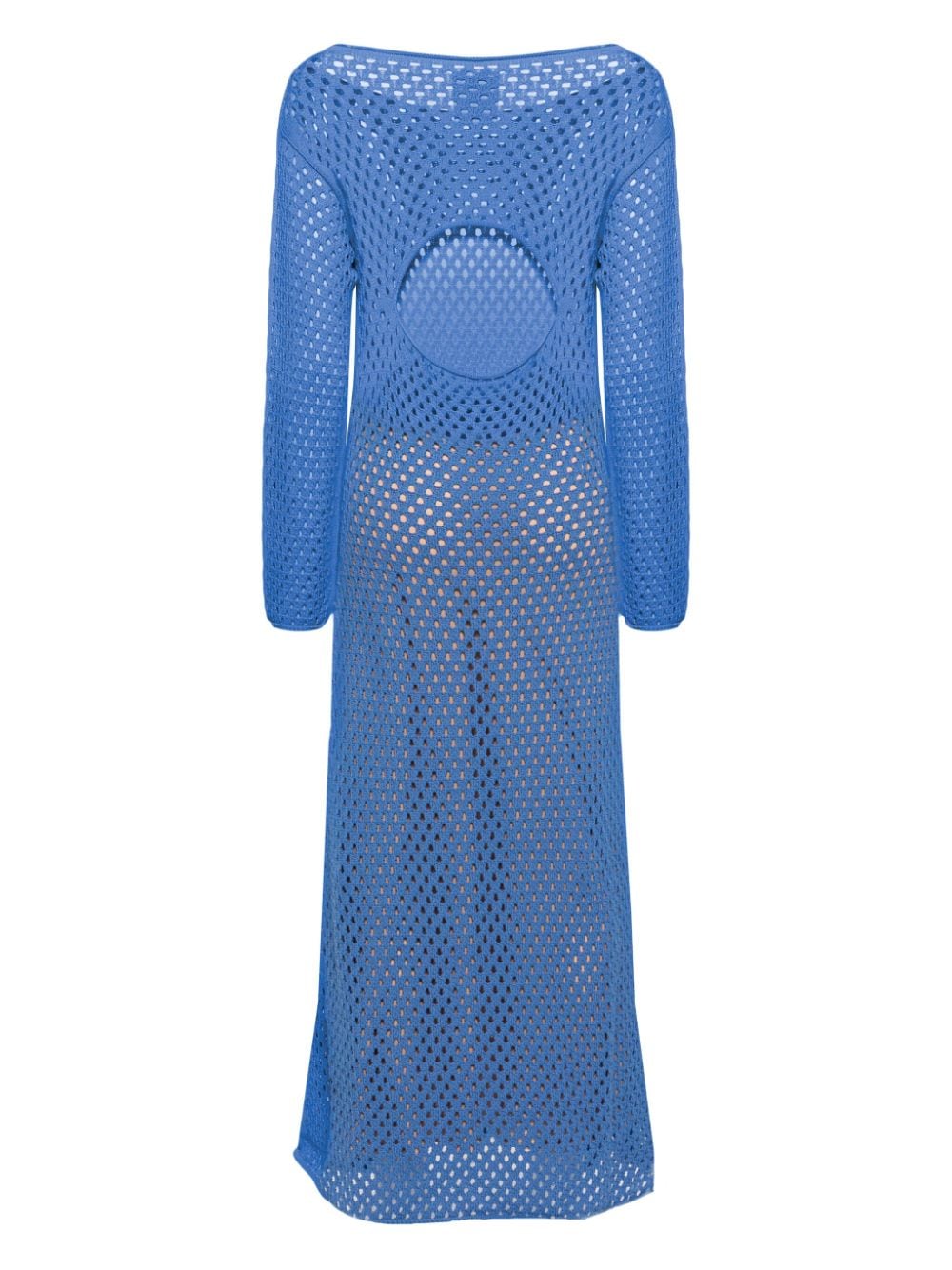 Shop Semicouture Open-knit Cotton Maxi Dress In Blue