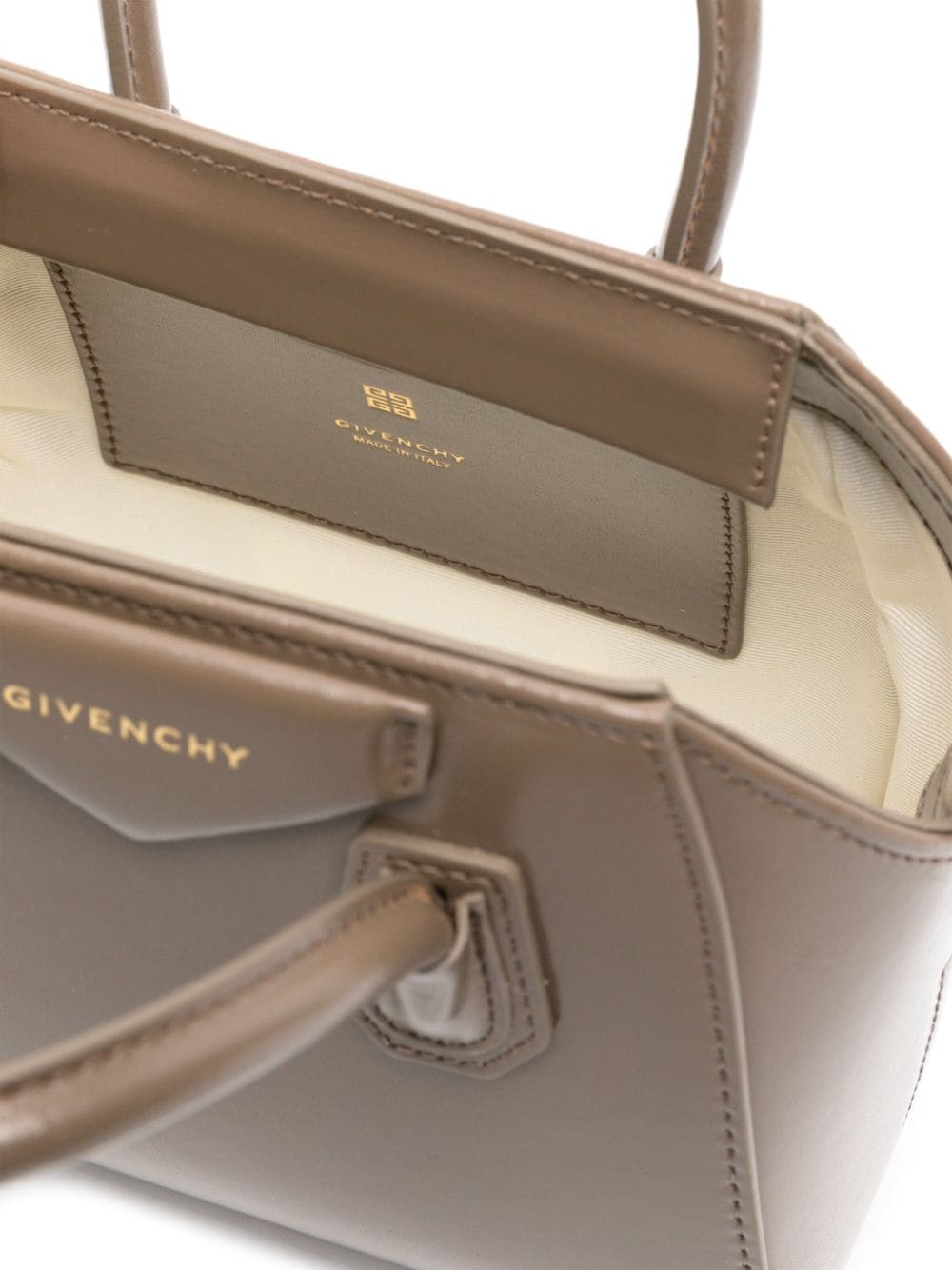 Shop Givenchy Mini Antigona Leather Tote Bag In Brown