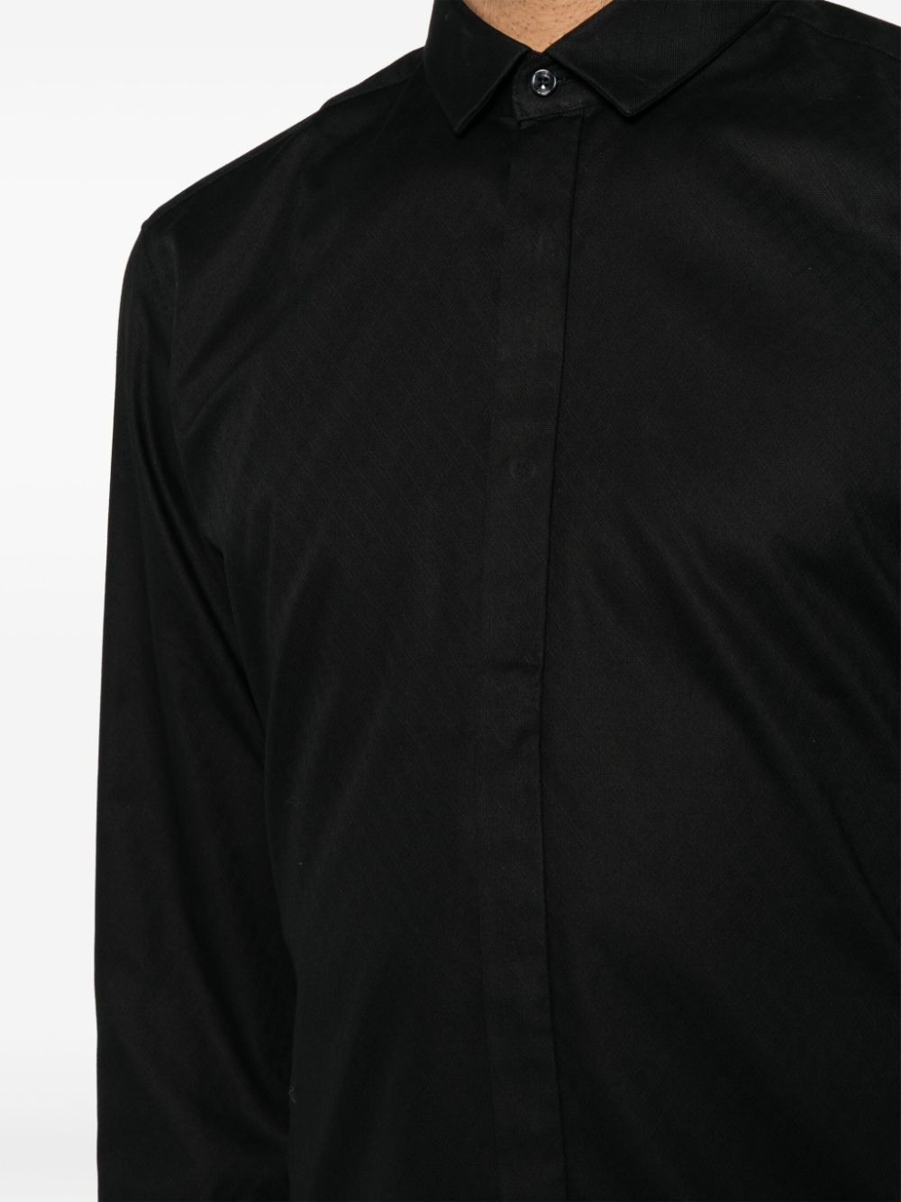 Shop Hugo Pointed-collar Cotton Shirt In Black